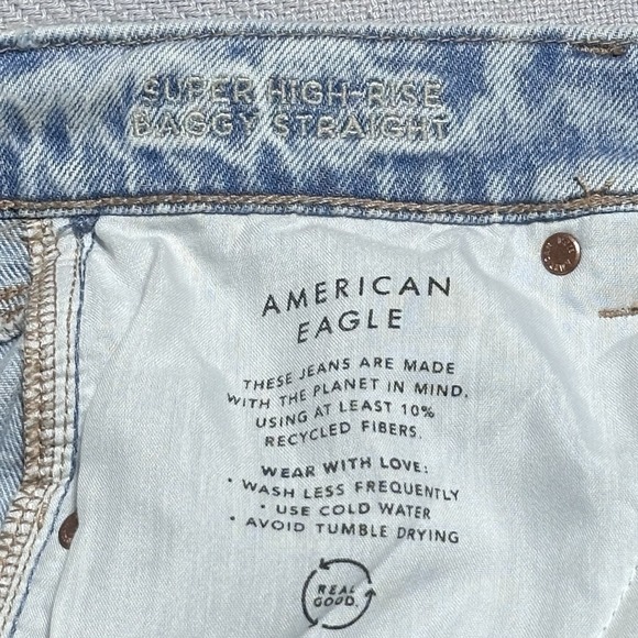 NEW‎ American Eagle Jeans Womens Size 6 28W Super High Rise Baggy Straight NWT - Picture 6 of 16